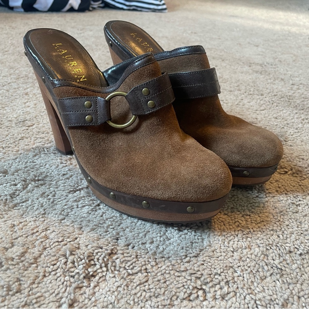 Ralph Lauren Backless Chunky Shoes. Size 9